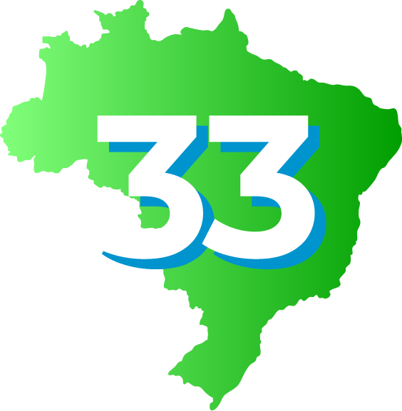 Mapa do Brasil com o número 33, símbolo do Mobiliza